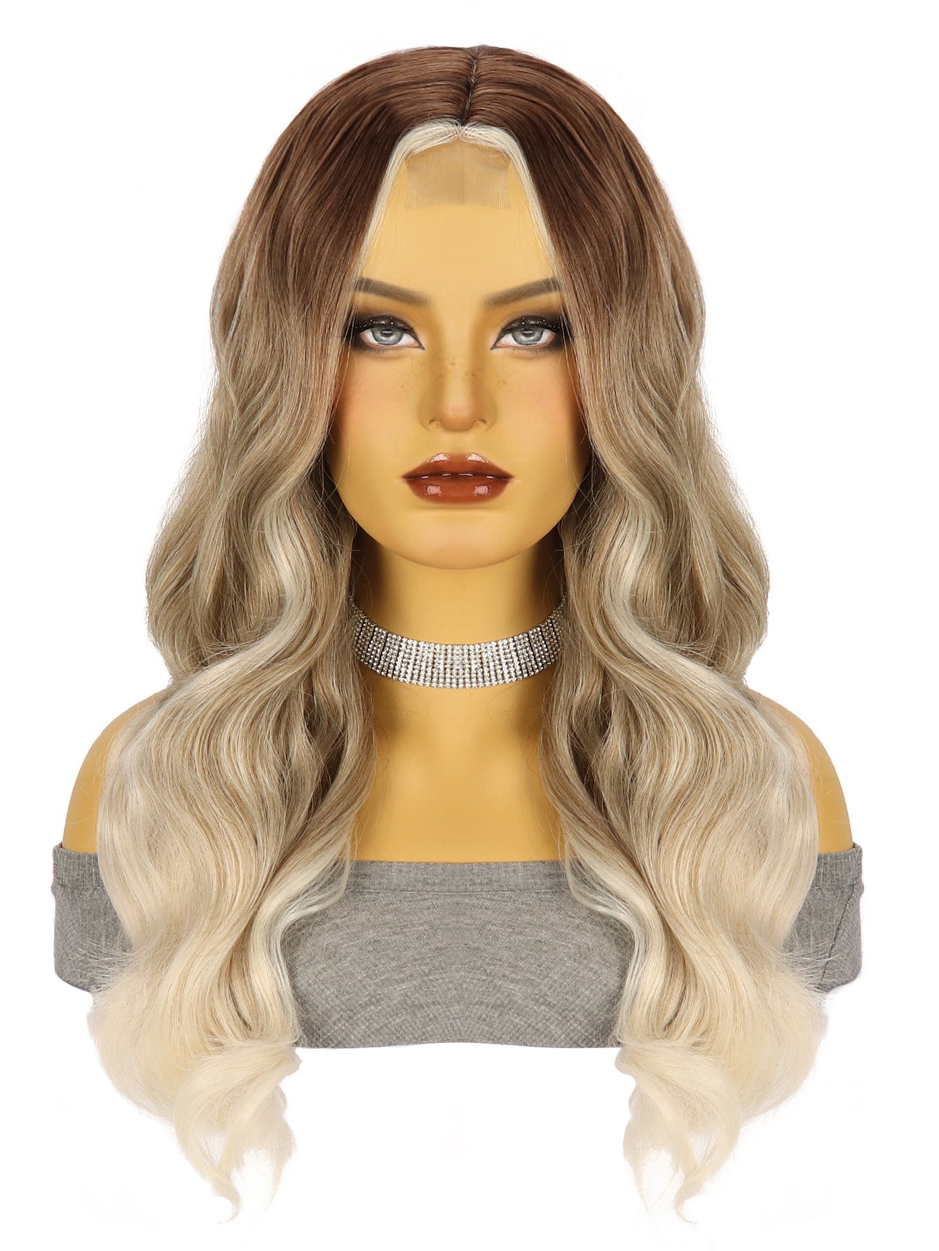 Women's Brown Straight Hair Big Wave Curly Chemical Fiber Front Wig Long Curls