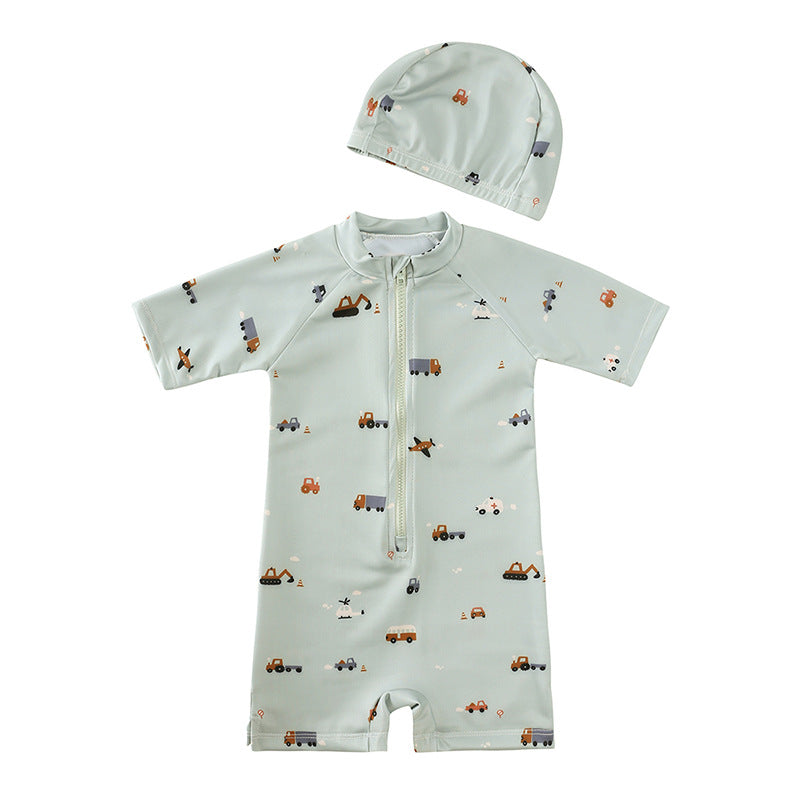 Children's Clothing Zipper One-piece Beach Swimsuit Boys Jumpsuit, Climbing Suit