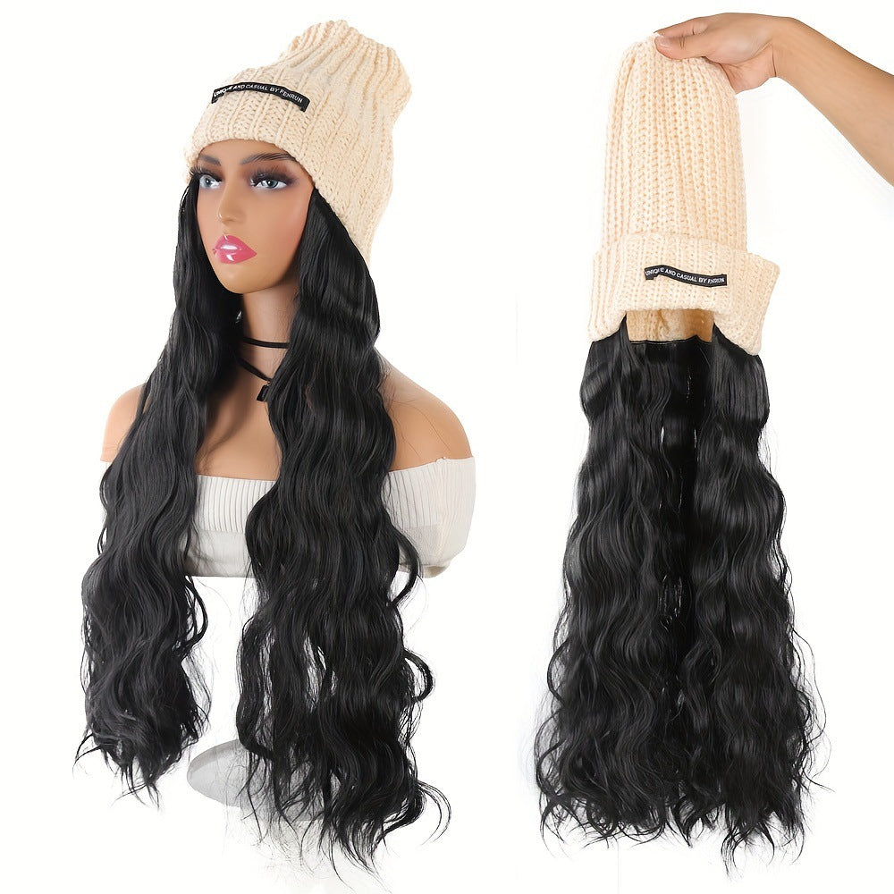 One Female Hair Fashion Casual Knitted Wig Long Curls