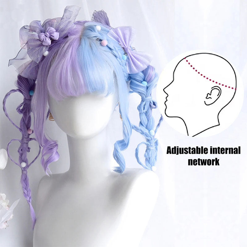 Headgear Female Double Matching Color Lolita Straight Bangs Natural Simulation Cos Wig