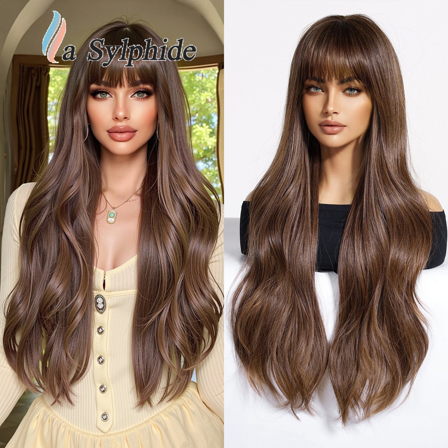 Wave Refuse Class Flavor Natural Straight Bangs Head Cover Fashion Wig Long Curls