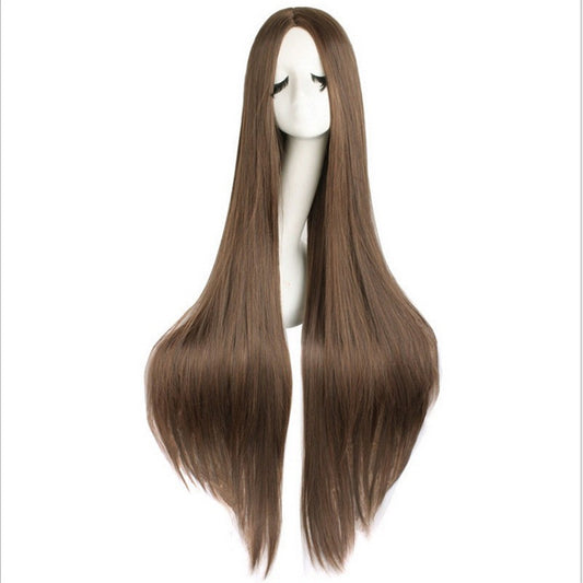 Colorful Anime Mid-length Hair Stage Performance Halloween Rose Long Straight Wig