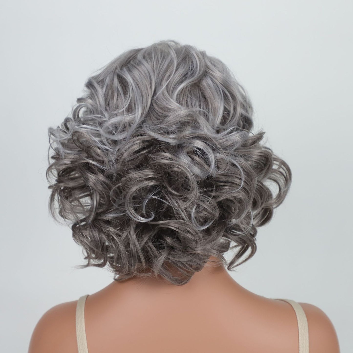 Female Full Head Gray Synthetic Wigs Wig Short Curly Hair