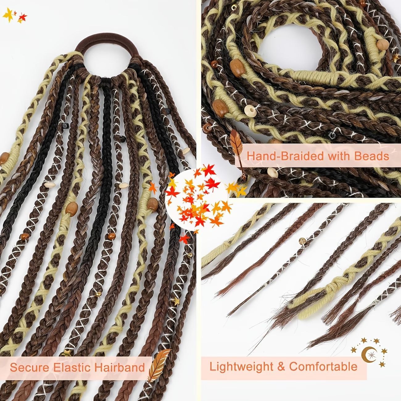 Horse Tail Beads Hand-woven Braid Hair Wig Ponytail