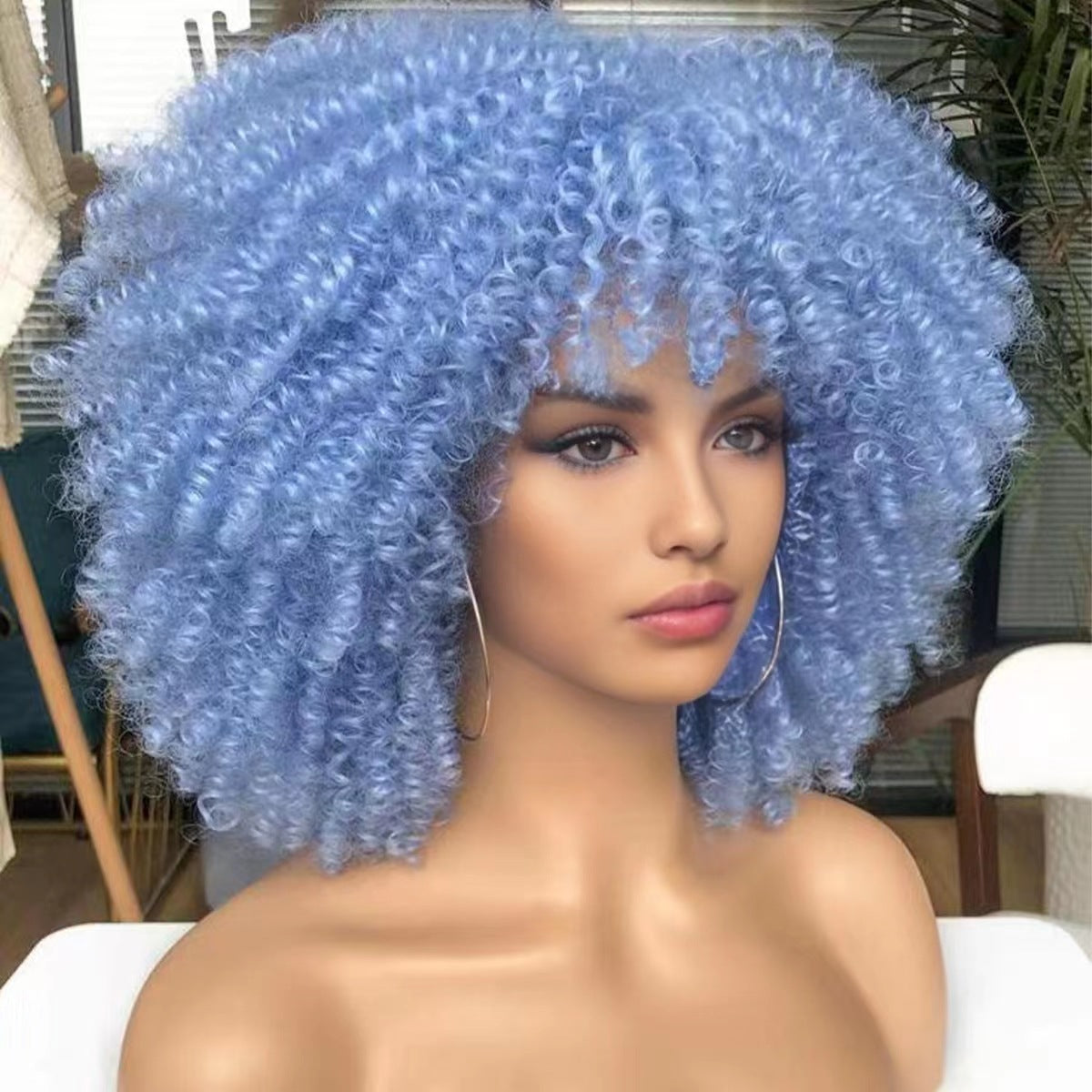 African Small Afro Rose Net Synthetic Wig Short Curly Hair