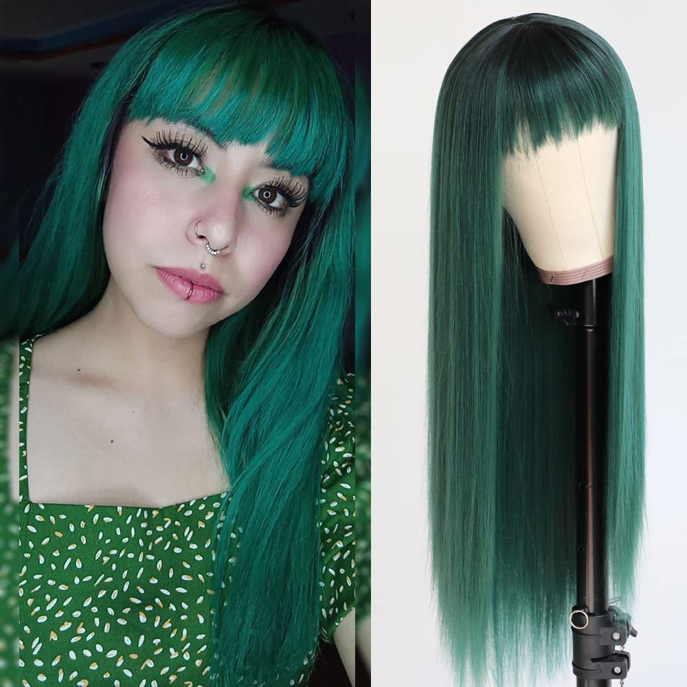 Women's Colorful Bangs Hair Synthetic Wigs Long Straight Wig