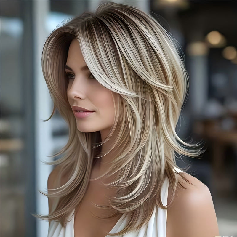 Bangs Gradient Chemical Fiber Mechanism Rose Net Head Wig Short Straight Hair