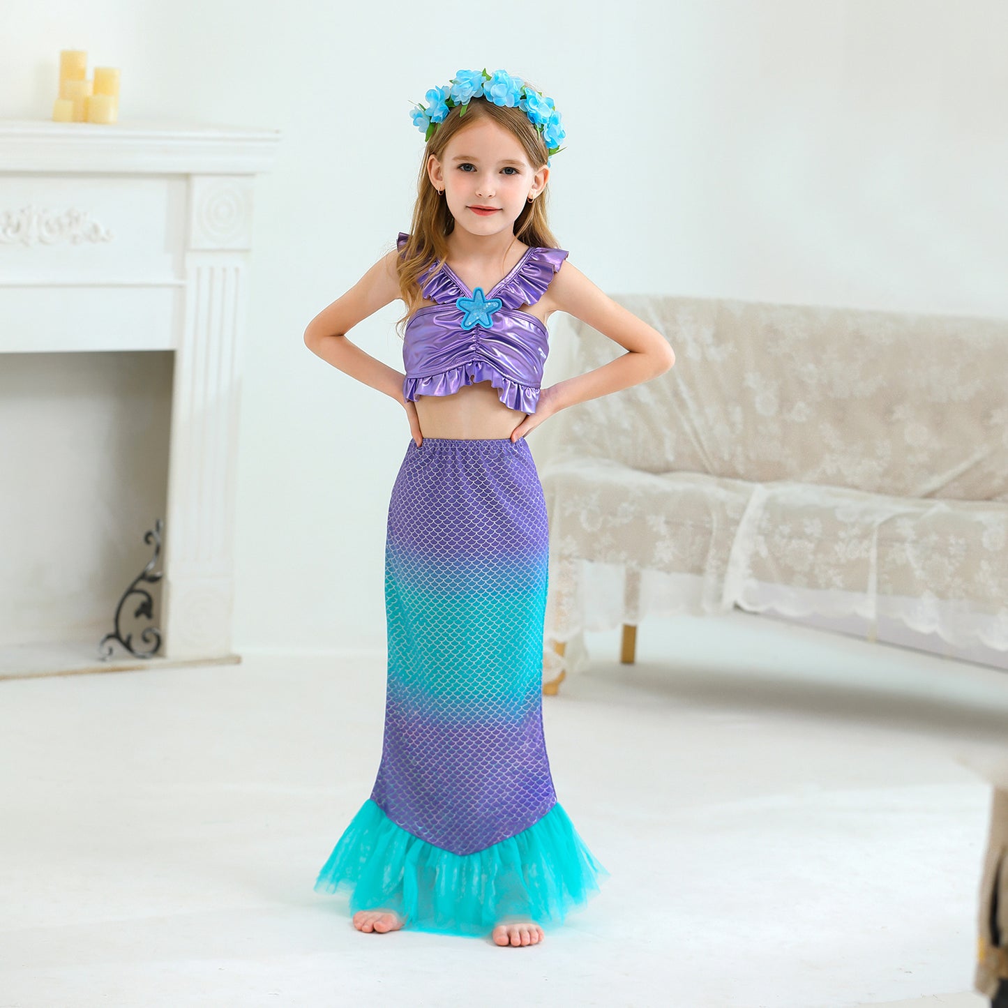 Mermaid Princess Tail Ball Gown Clothes Children's Dress