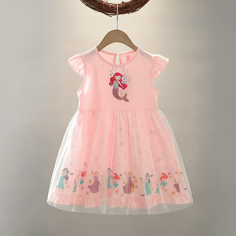 Women's & Children's Summer White Princess Short-sleeved Cotton Alice Children's Dress