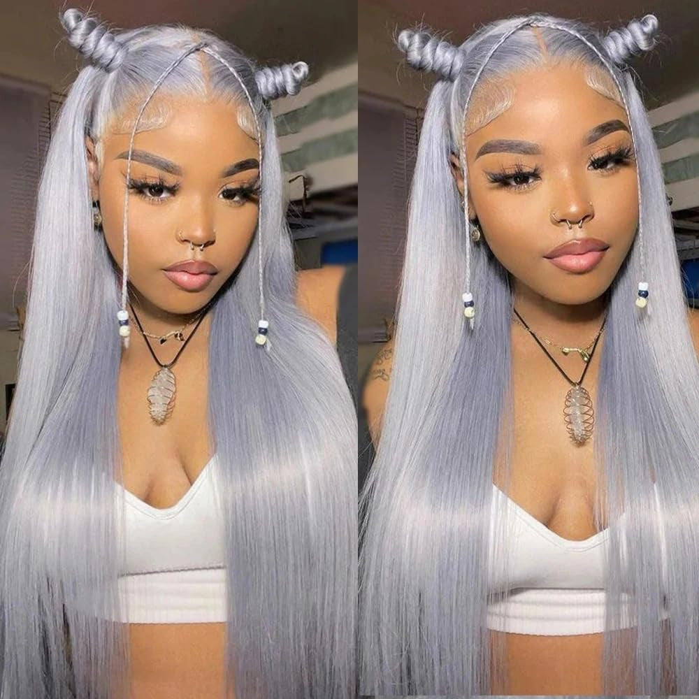 Style Front Lace Hair Chemical Fiber White Side Long Straight Wig