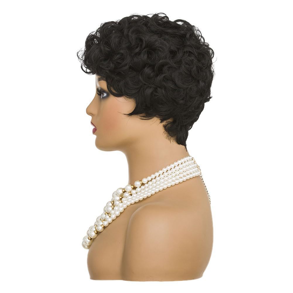 Women's Curly Set Short Hair Head Small Wig Long Curls
