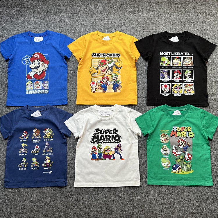Children's Daily Order Summer Mario Series Short-sleeved Children's T-shirt