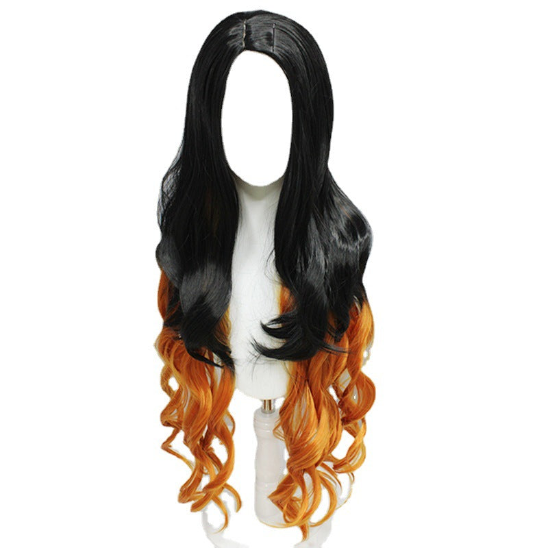 Women's Fiber Long Hair Brown Yellow Curly Cos Wig