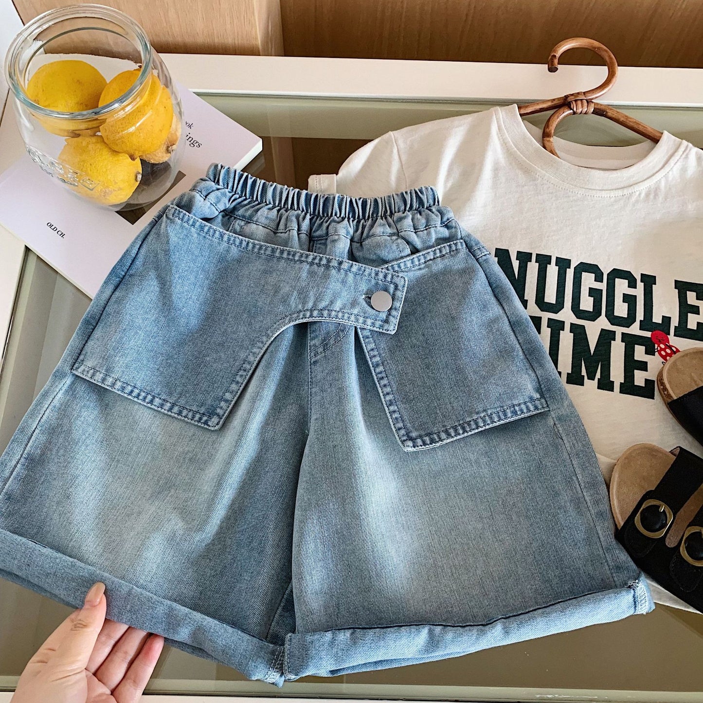Children's Denim Shorts Summer Personal Leisure Middle Children's Pants