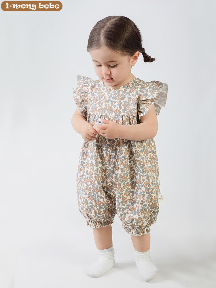 Open Summer Clothes Princess Style Class Cotton Nordic Sling Flounced Jumpsuit, Climbing Suit