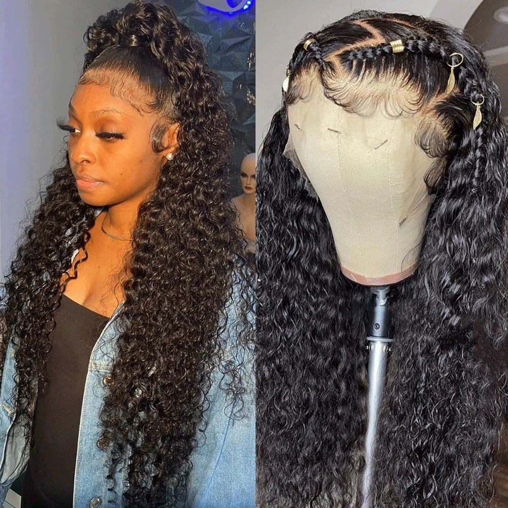 Women's African Black Medium Small Curly Hair Fiber Micro Side Wig Long Curls