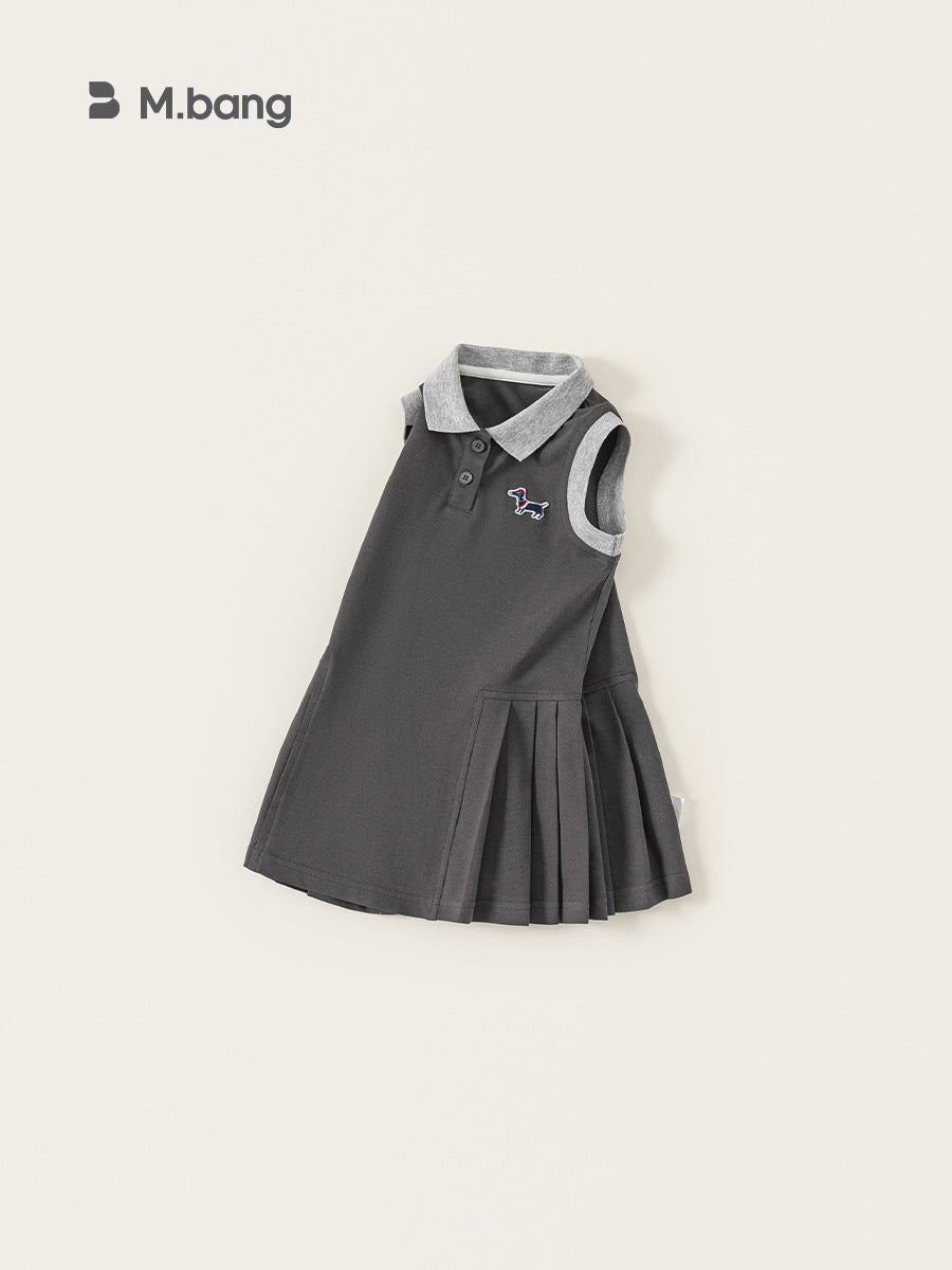 Children's Preppy Style Collar Vest Summer Loose Children's Dress