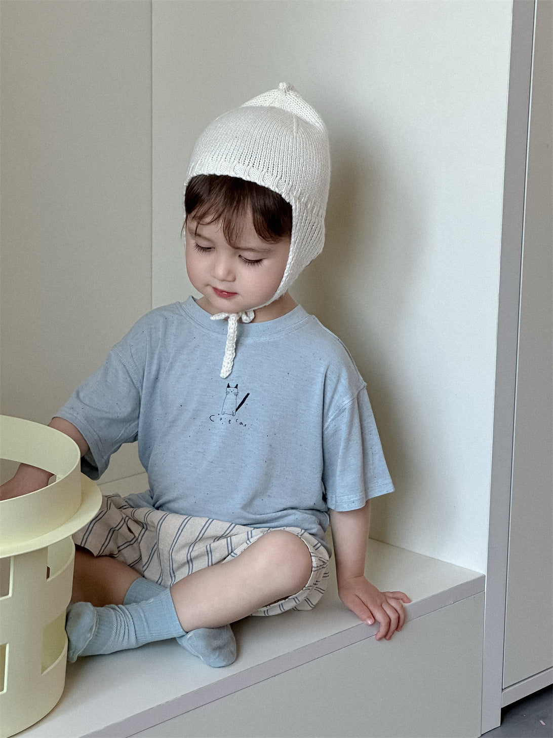 Children's Short-sleeved T-shirt Thin Clothing Korean Style Striped Children's Suit
