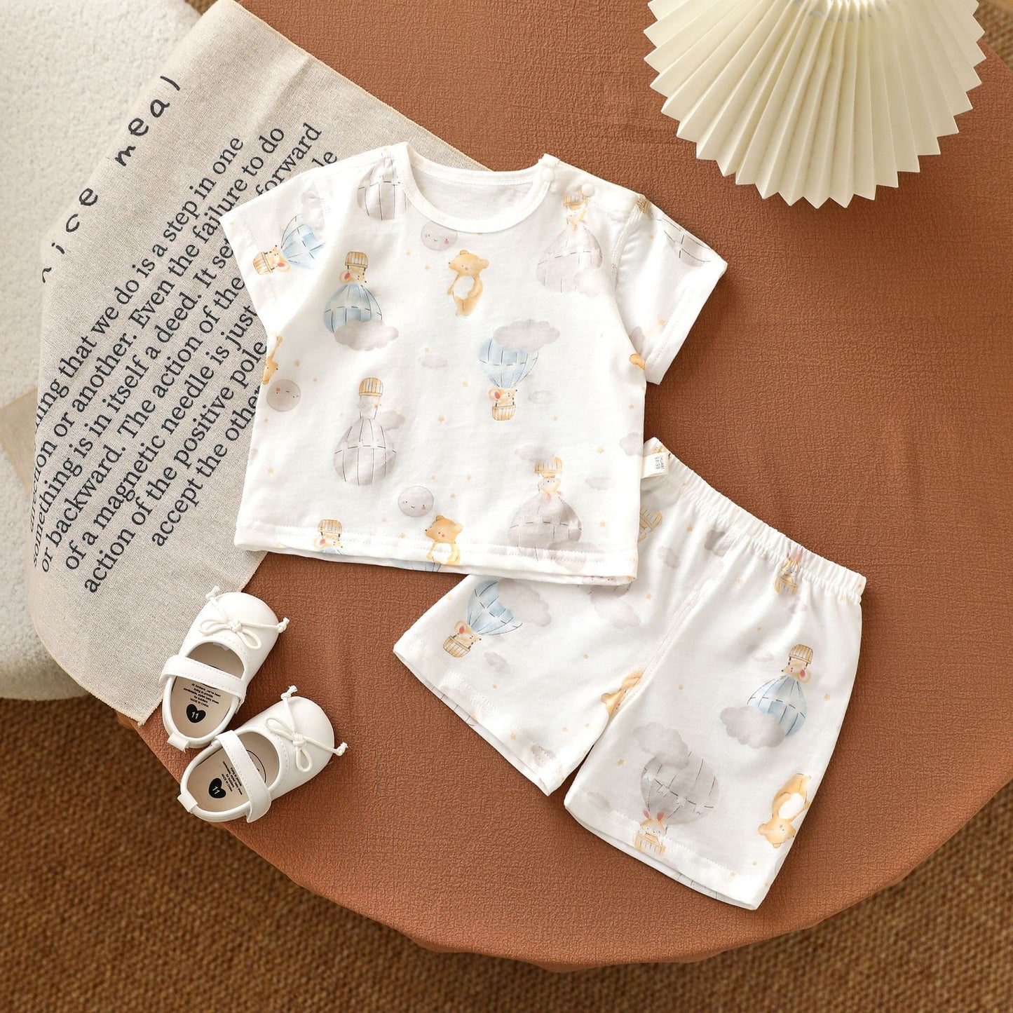 Children's Pure Cotton Short Sleeve Pants Home Children's Suit