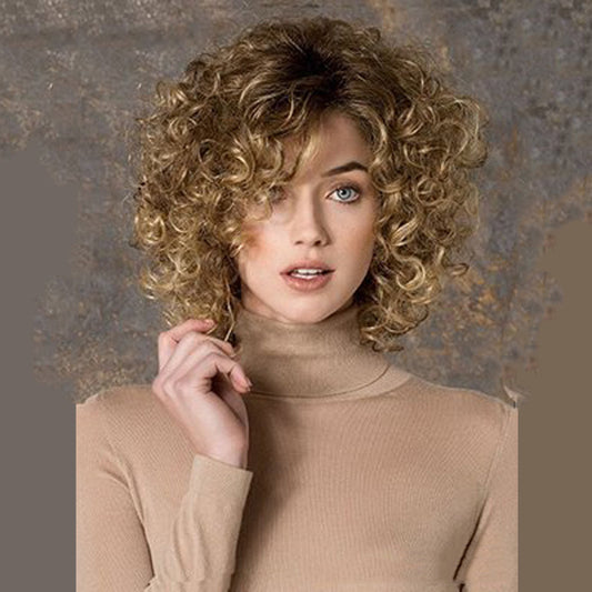 Classy Attractive Promotion Fiber Fluffy Sheath Wig Short Curly Hair