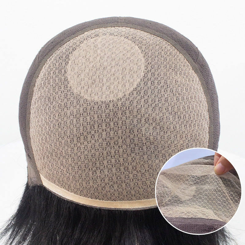 Men's Realistic Breathable Real Hair Hand Woven Men's Wig