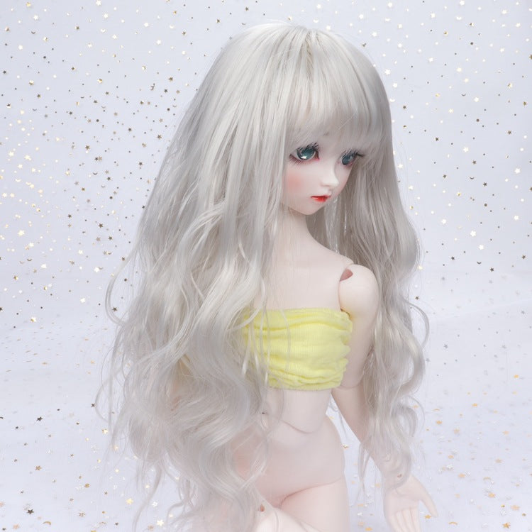 Lucy Elegant Hair Straight Bangs Sier Gray Natural Handmade Roll Cos Wig