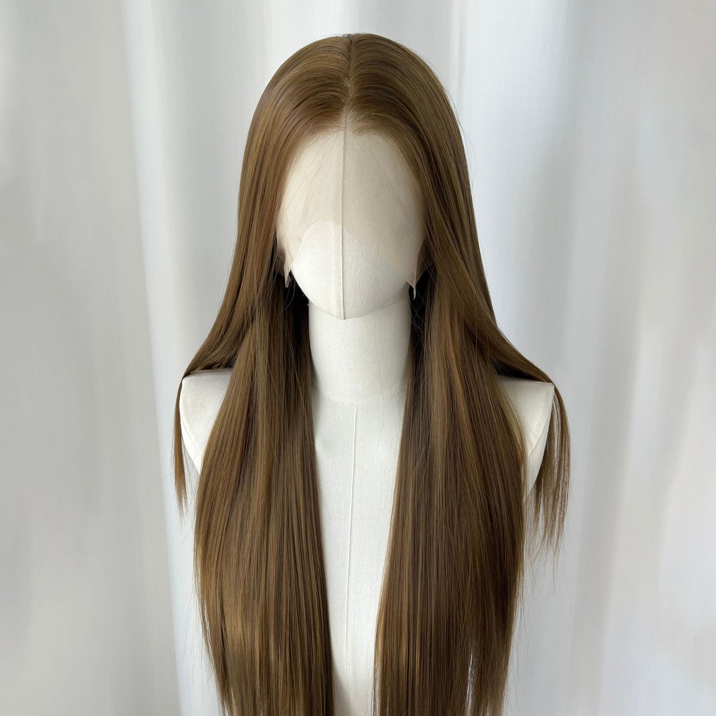 Brown Hand Crochet Forehead Lace Female Comic Long Straight Wig