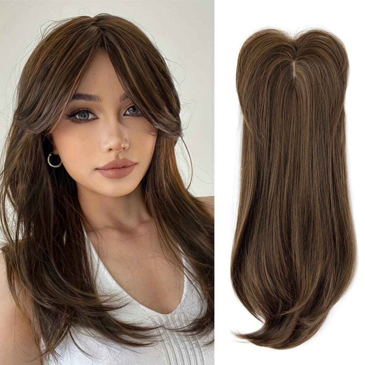 Women's Hairpiece Gradient Color Bangs Chemical Fiber Long Curly Hair Natural Wig