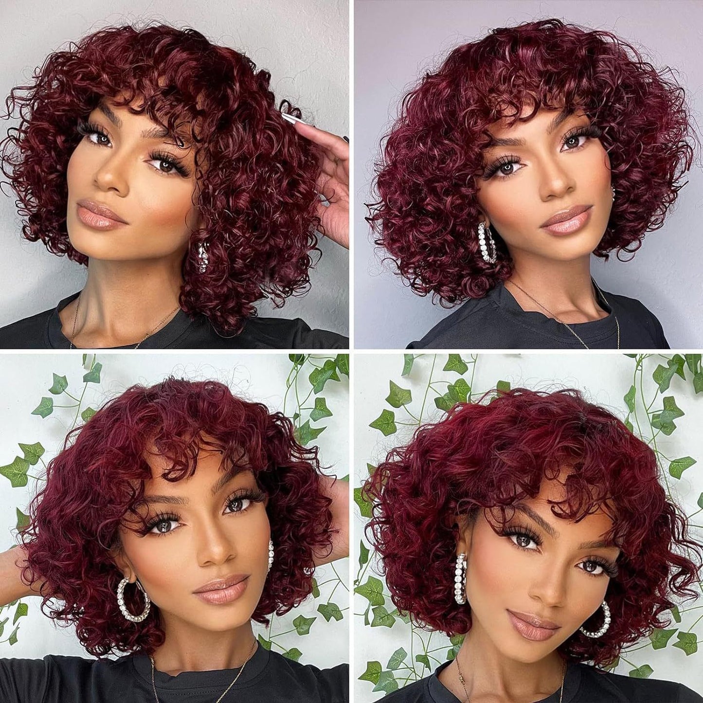 Popular With Bangs Black African Small Wig Short Curly Hair