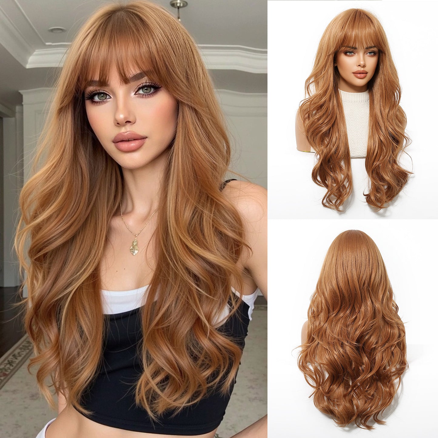 Highlight Fringe Female Curly Hair Big Wig Long Curls