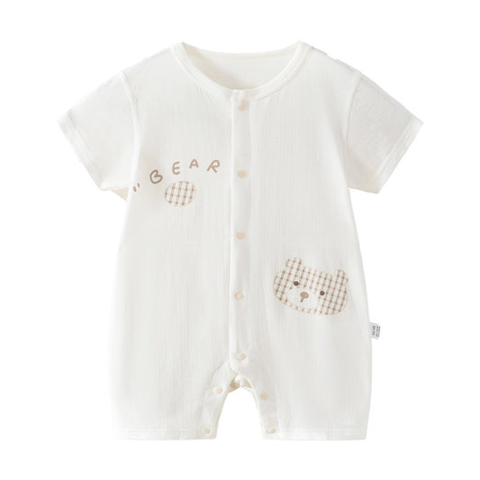 Babies Summer Short Sleeve Rompers Pajamas Clothing Breathable Soft Born Jumpsuit, Climbing Suit