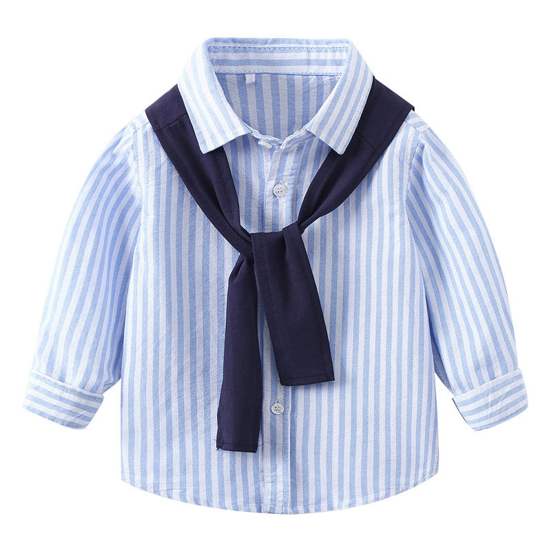 Simple Fashion Casual Long-sleeved Comfortable Western Style Harness Children's Shirt