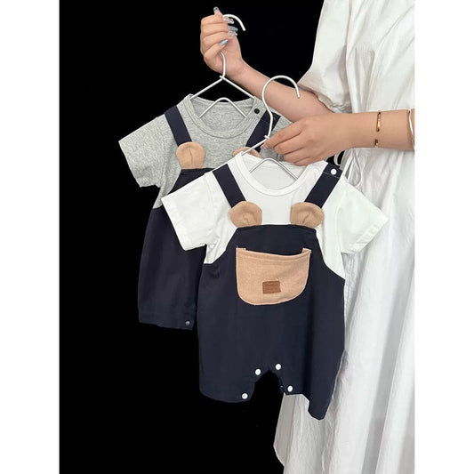 Summer Jumpsuit Clothes For Babies Thin Korean Casual Infant Fake Jumpsuit, Climbing Suit
