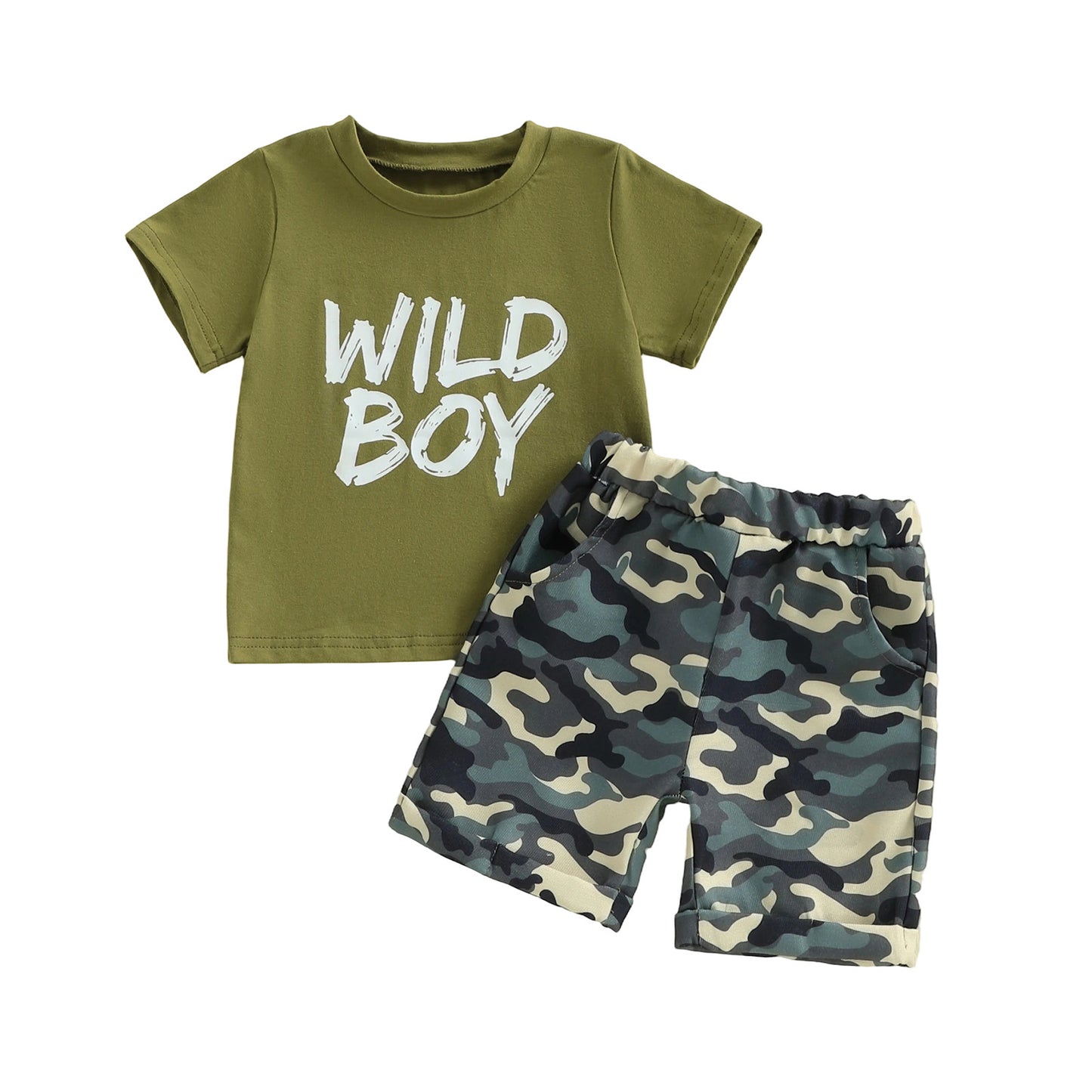 Boy Printed Short Sleeve Camouflage Shorts Children's Suit
