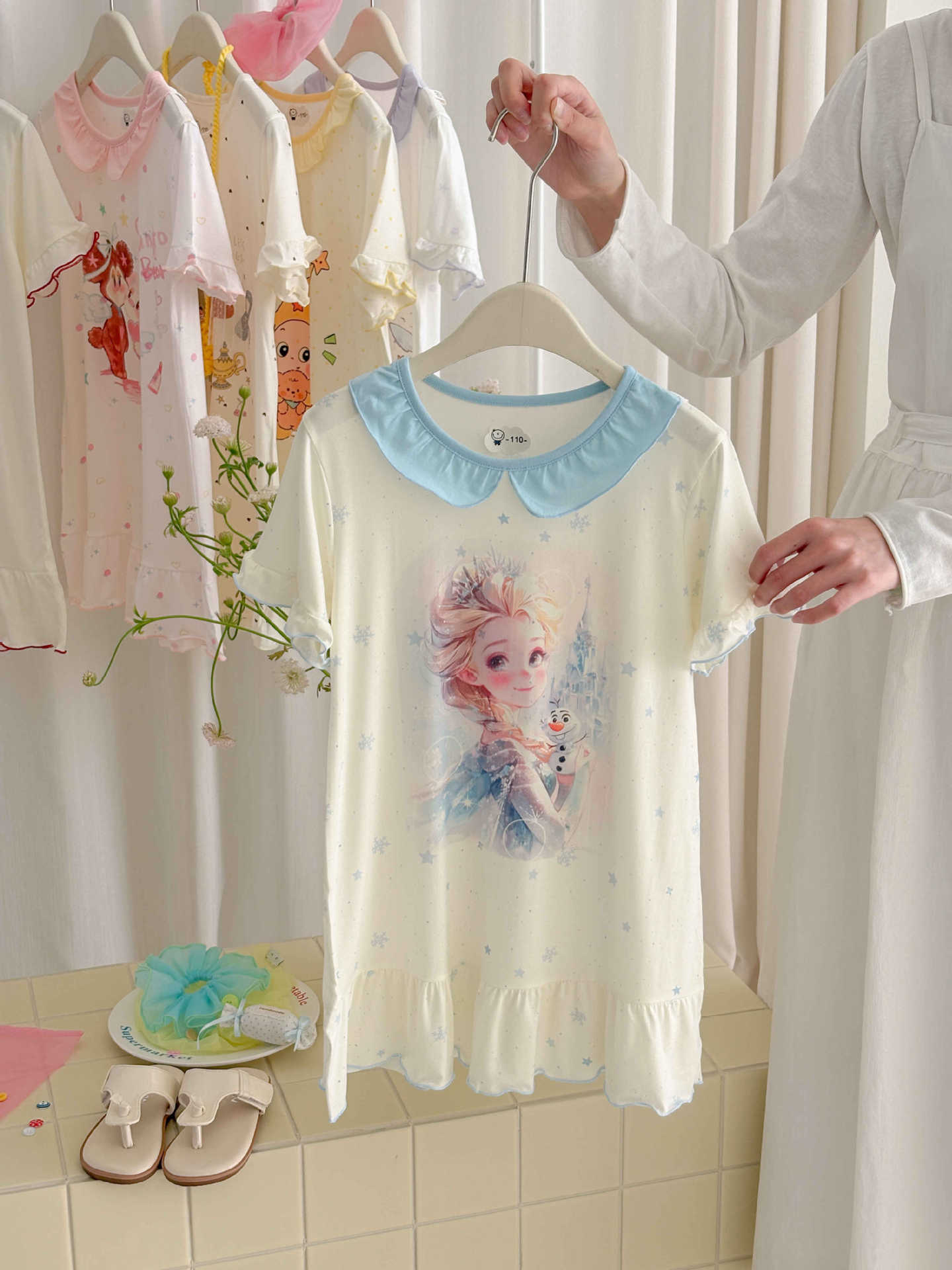 Summer Floral Nightdress Lotus Leaf Skirt Children's Dress