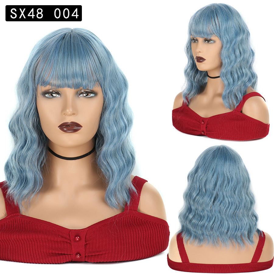 Corn Curler Headband Bangs Fiber Water Wig Short Curly Hair