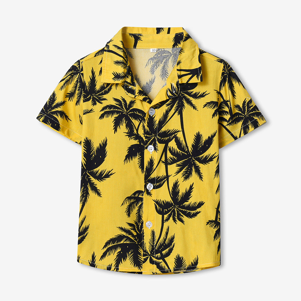 Children's Clothing Lapel Single Breasted Cute Flowers Cardigan Summer Casual Children's Shirt