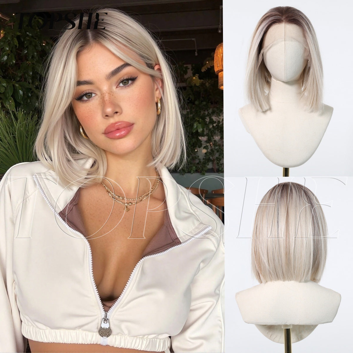 Beautiful Lace Female Dark Brown Summer Wig Short Straight Hair