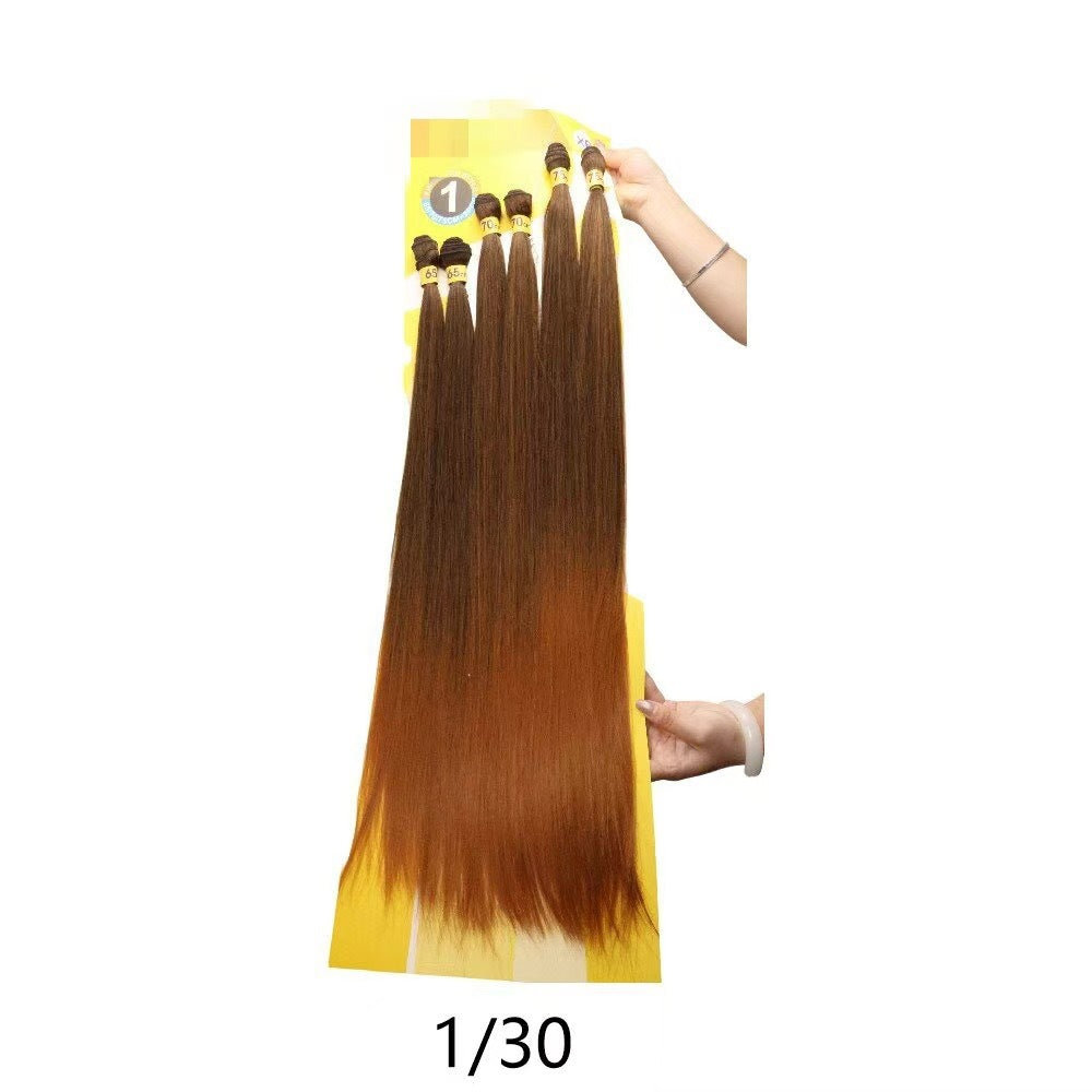 Hair Weft Set Korean Silk Chemical Fiber Long Straight Wig