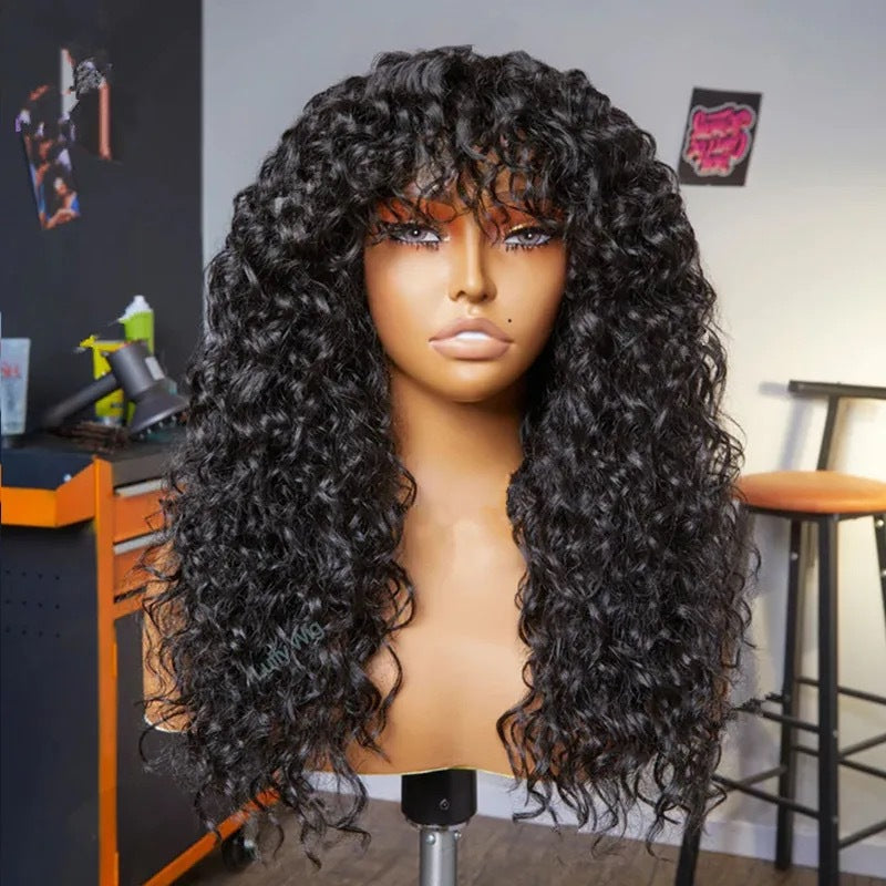 Front Lace Sheath African Small Roll Wig Long Curls