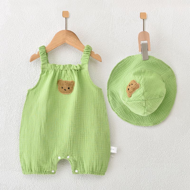 Pure Cotton Yarn Cloth Summer Thin Romper Clothes Breathable Born Jumpsuit, Climbing Suit