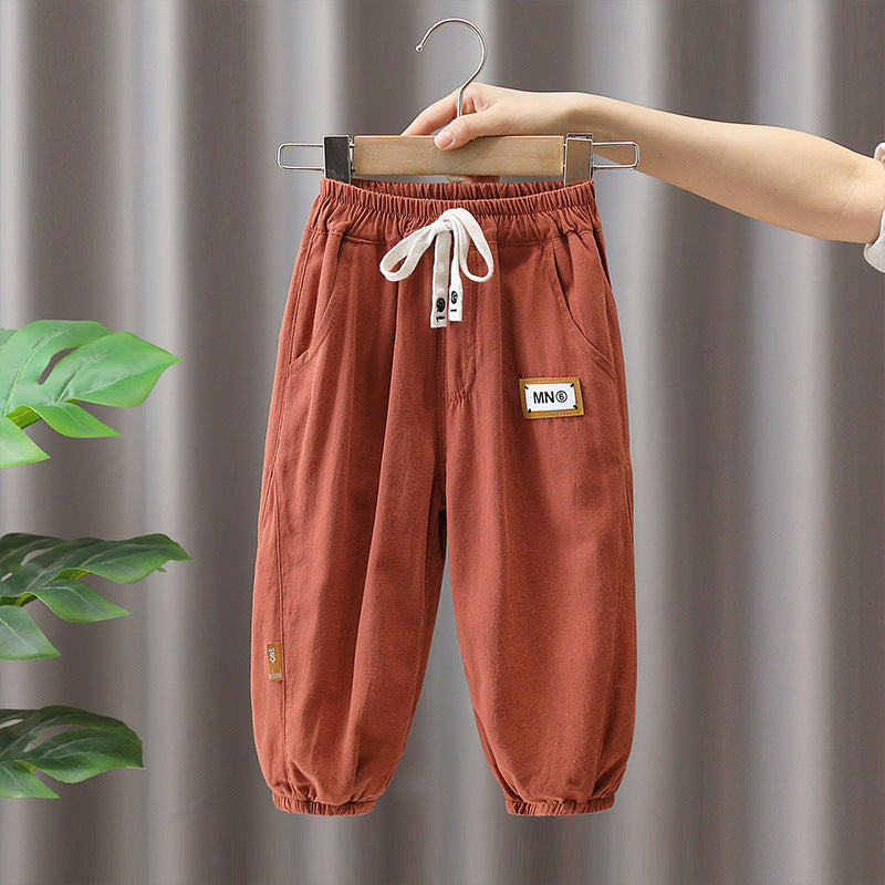 Children's Thin Casual Western Style Cotton Linen Loose Children's Pants