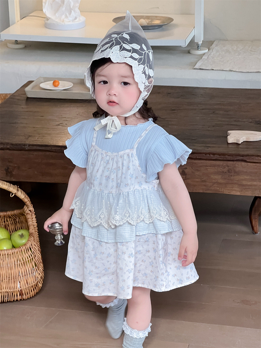 Children's Summer Thin Korean Style Skirt Clothes Short Sleeved T-shirt Children's Suit