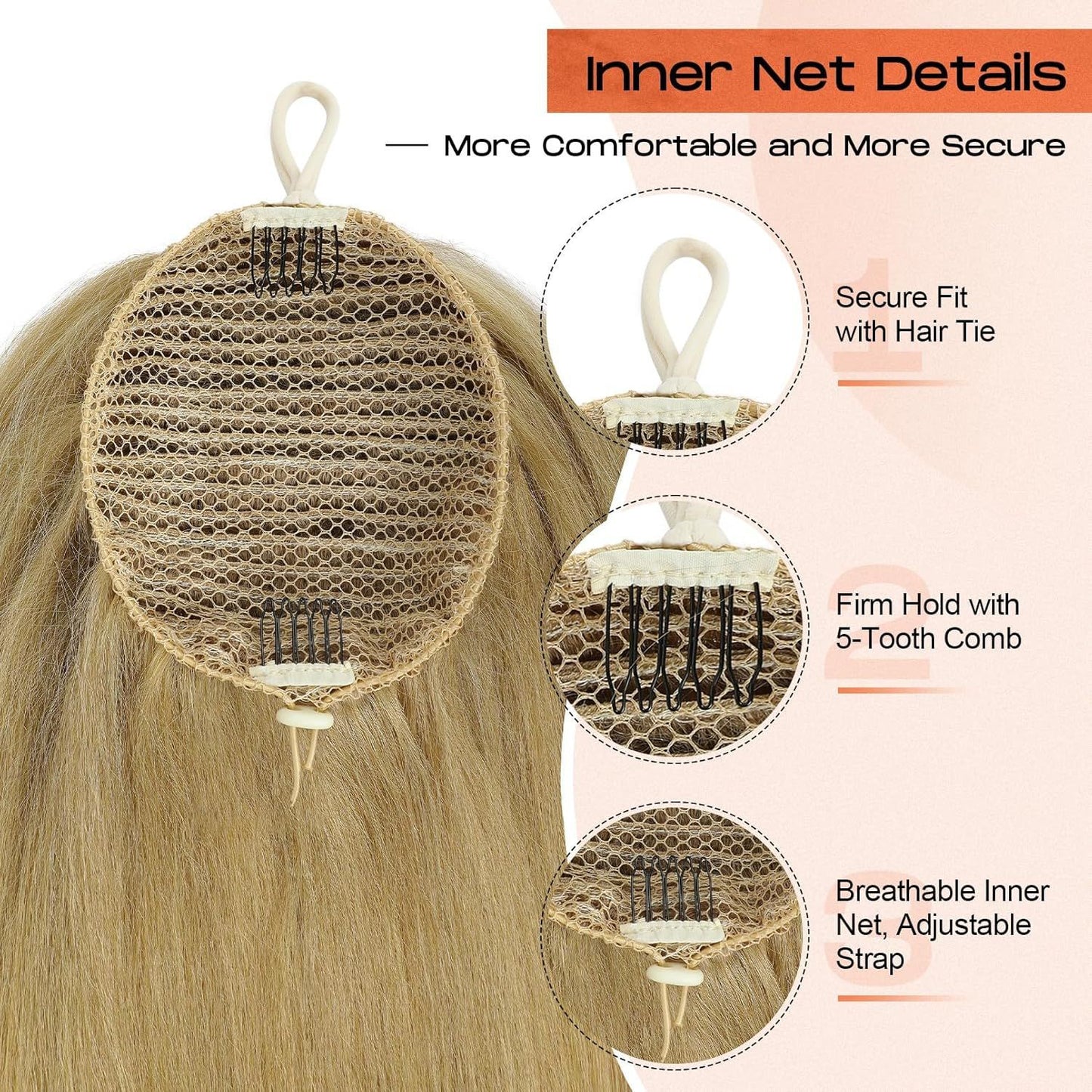 Versatile Drawstring Female Long Straight Hair Wig Ponytail