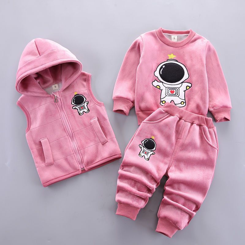 Children's Korean Style Clothing Fleece Padded Bear Children's Suit