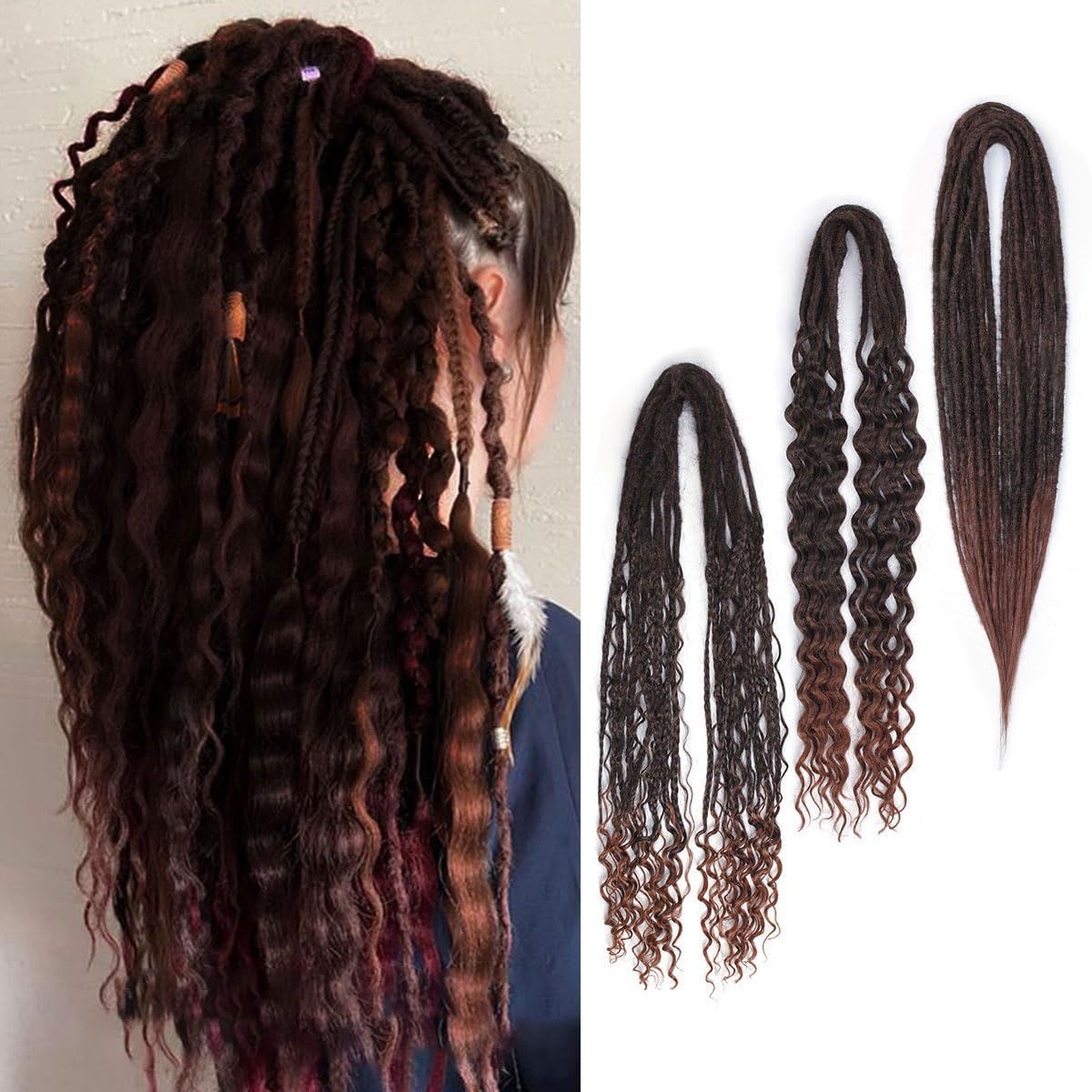Three-strand Braid Double Tail Rolled Dreadlocks Other Wig