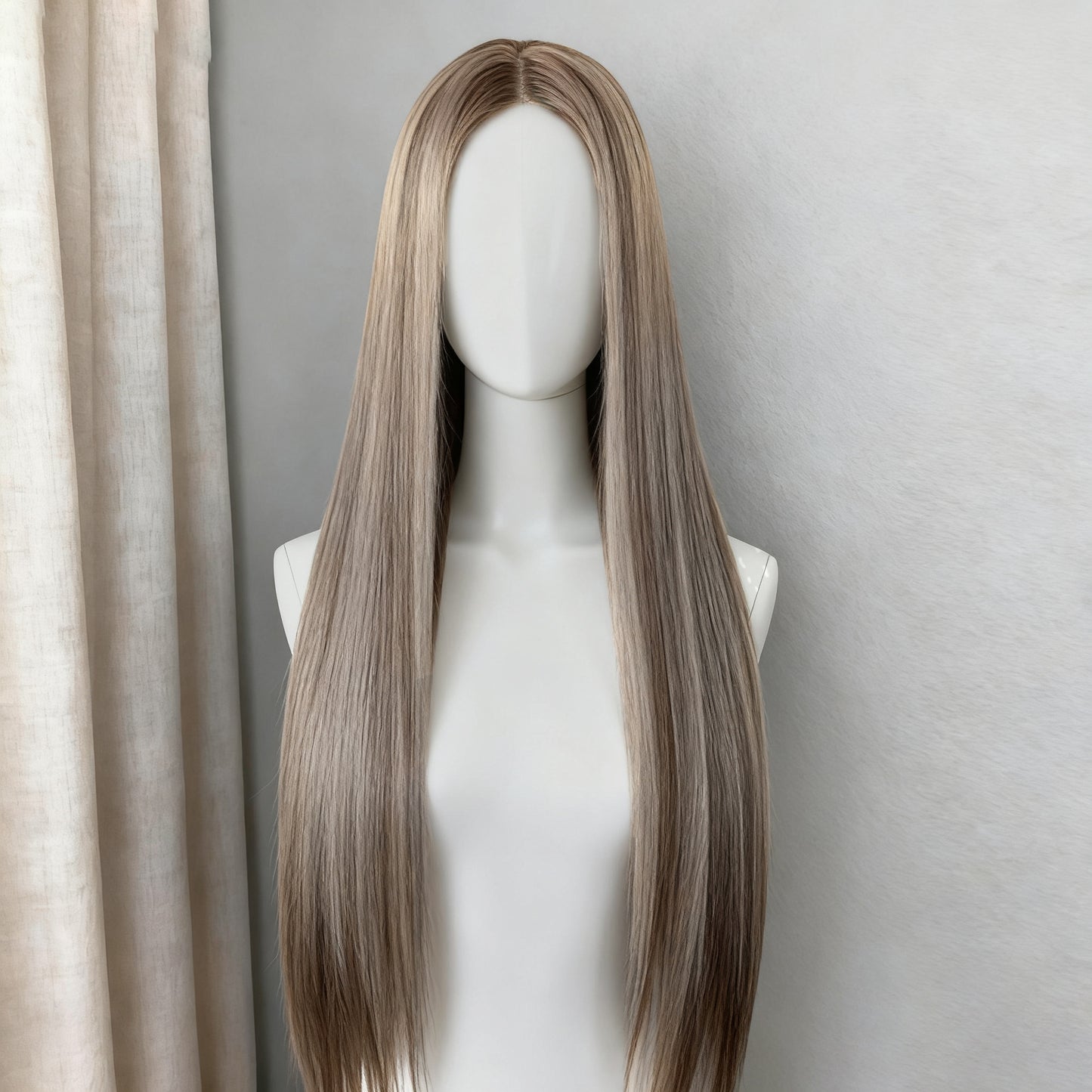 Female Forehead Lace High Level Mixed Long Straight Wig