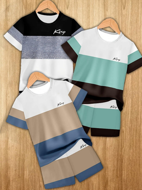 Gradient Letter Print Suit Medium Big Children's T-shirt