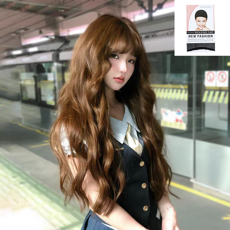 Air Bangs French Laziness Egg Roll Wig Long Curls