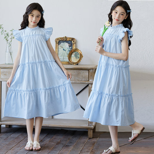 Children's Sleeve Summer Middle Big Fashionable Korean Style Children's Dress